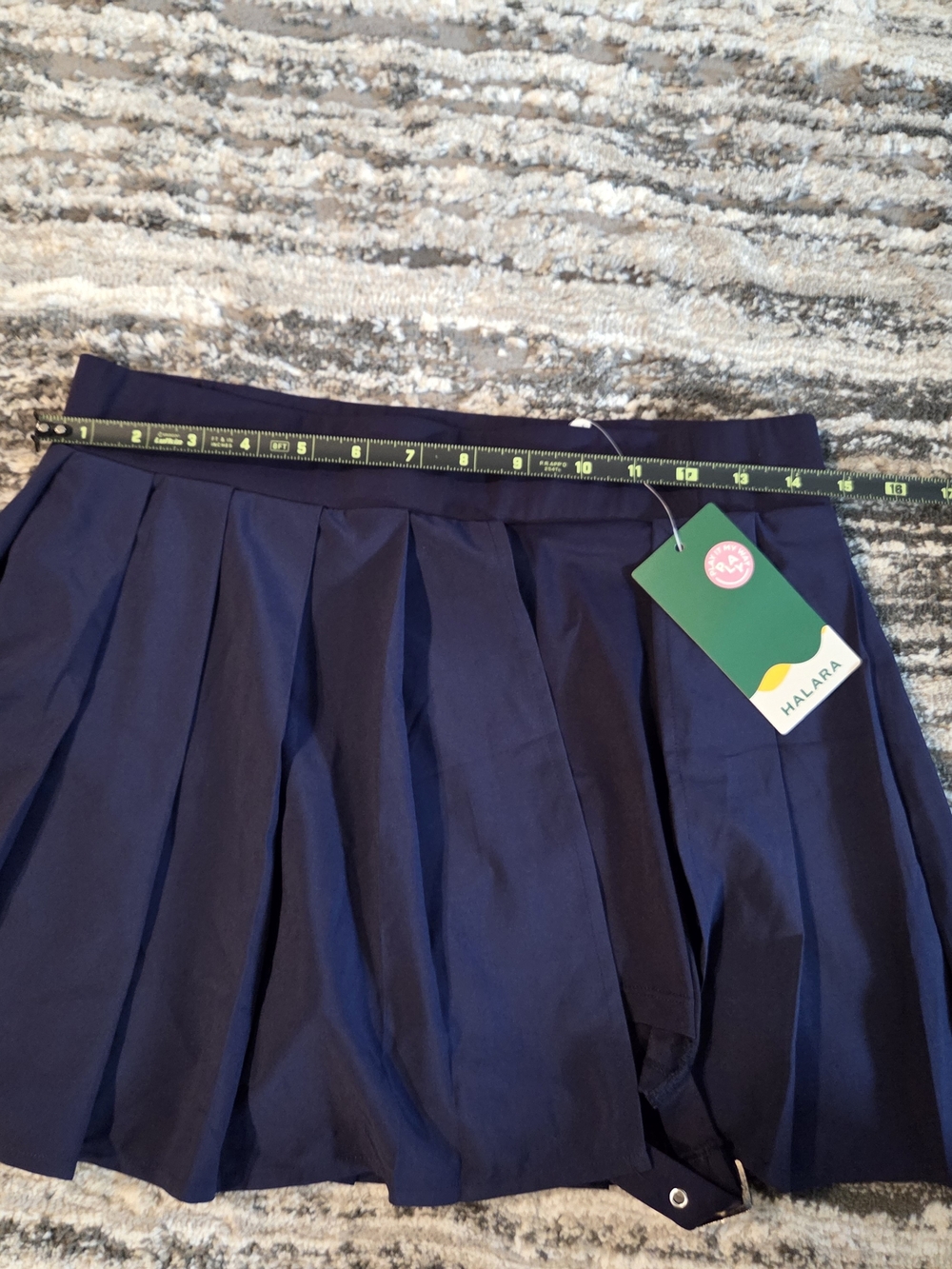 HALARA Navy Pleated Skater Skirt